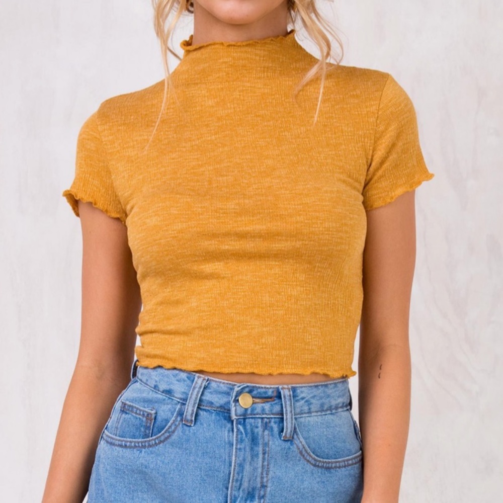 Princess Polly Short Sleeve Mock Neck Crop Top